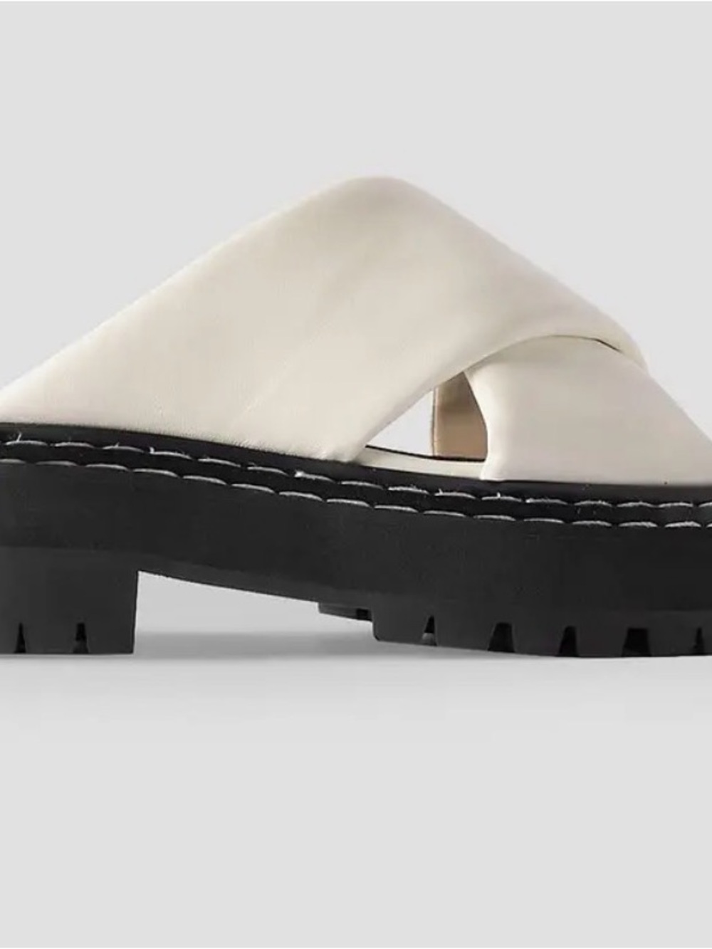 Proenza Schouler Cream and Black Crisscross Lug Sole Slide Sandals